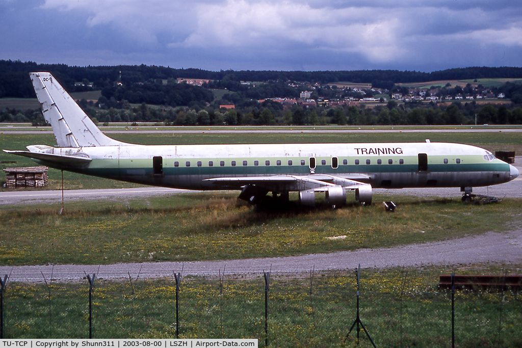 TU-TCP, Douglas DC-8-53 C/N 45568/83, Used as fire training aircraft by Zurich Airport Authority...