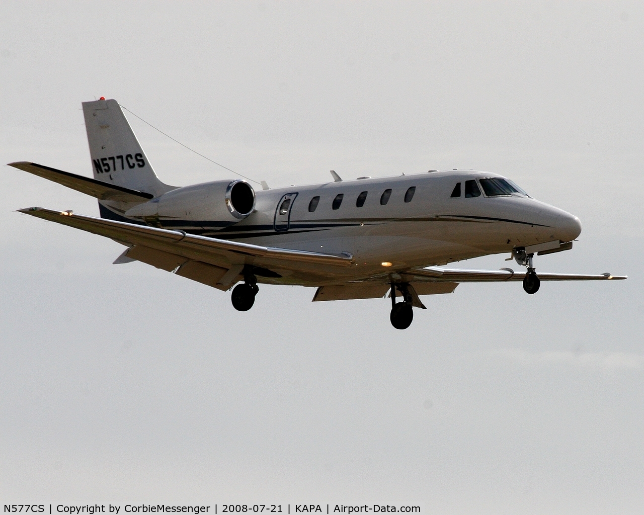 N577CS, 2007 Cessna 560XLS Citation Excel C/N 560-5726, Cessna Citation on final for 35L at KAPA.