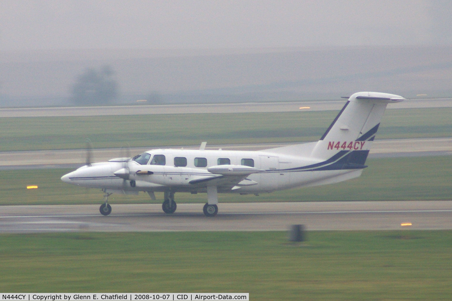 N444CY, 1984 Piper PA-42-720 Cheyenne III C/N 42-5501025, Departing Runway 13, foggy morning