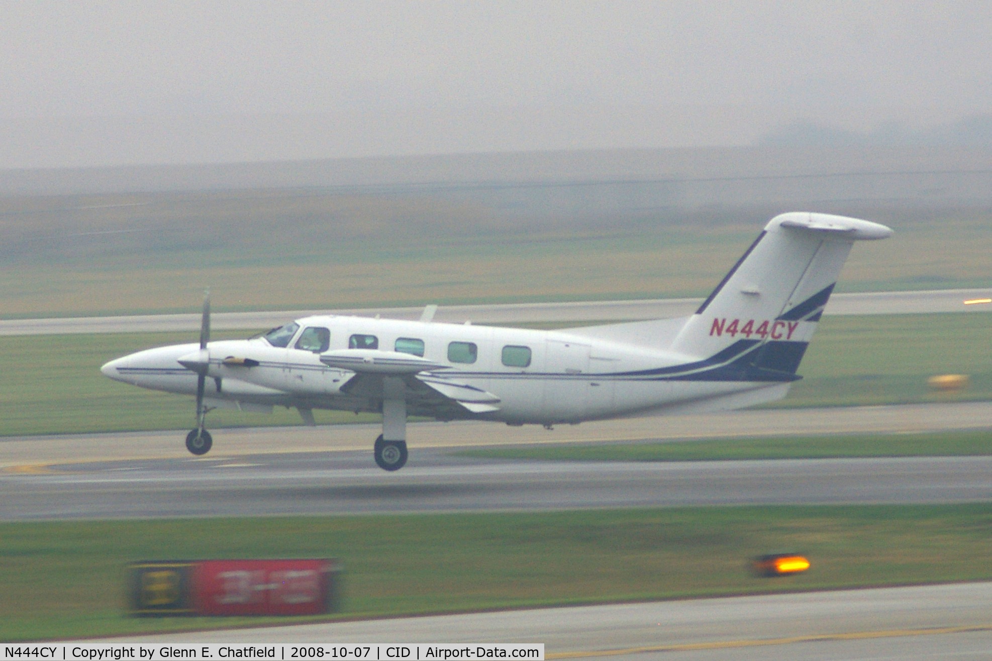 N444CY, 1984 Piper PA-42-720 Cheyenne III C/N 42-5501025, Departing Runway 13, foggy morning