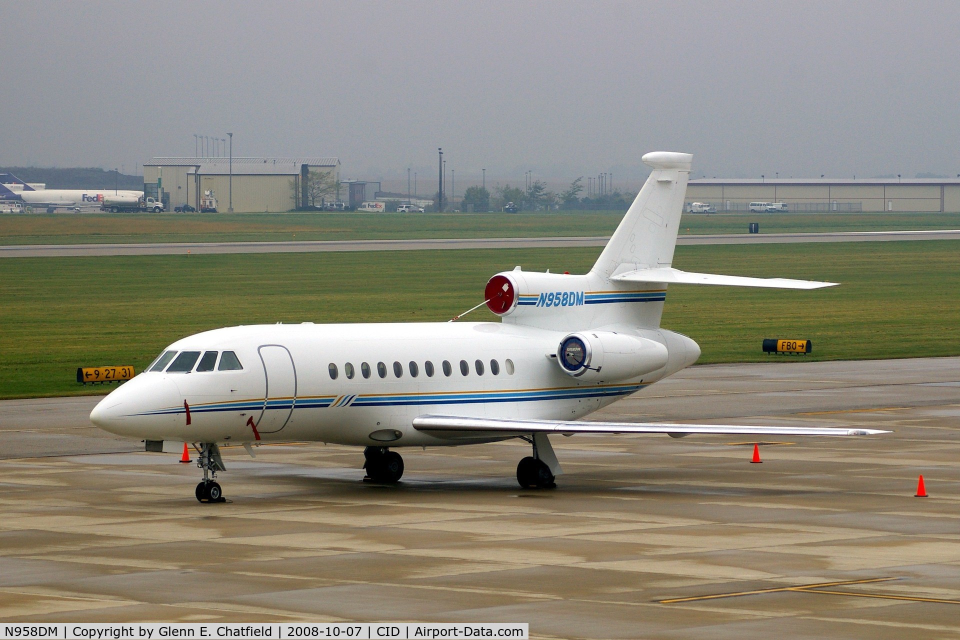 N958DM, 2002 Dassault Falcon 900EX C/N 119, Parked overnight on the Landmark ramp