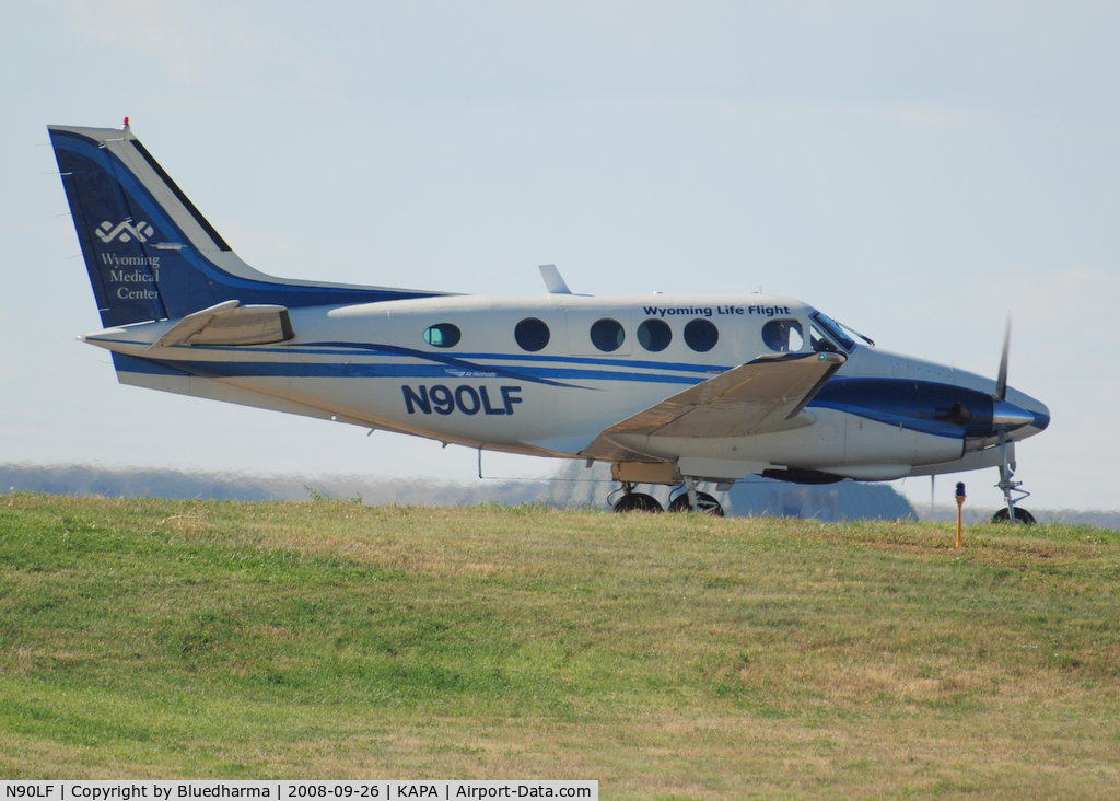 N90LF, 1979 Beech C90 King Air C/N LJ-852, Flight for Life on Position and Hold for 17L.