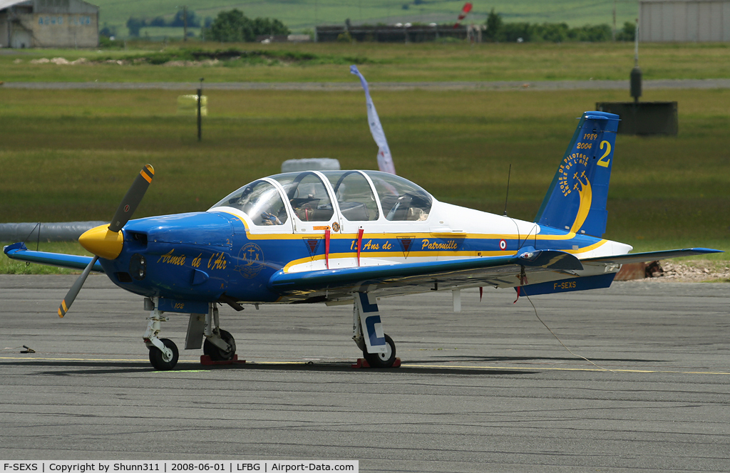 F-SEXS, Socata TB-30 Epsilon C/N 102, Used by Cartouche Dorees aerobatic team during LFBG Airshow 2008