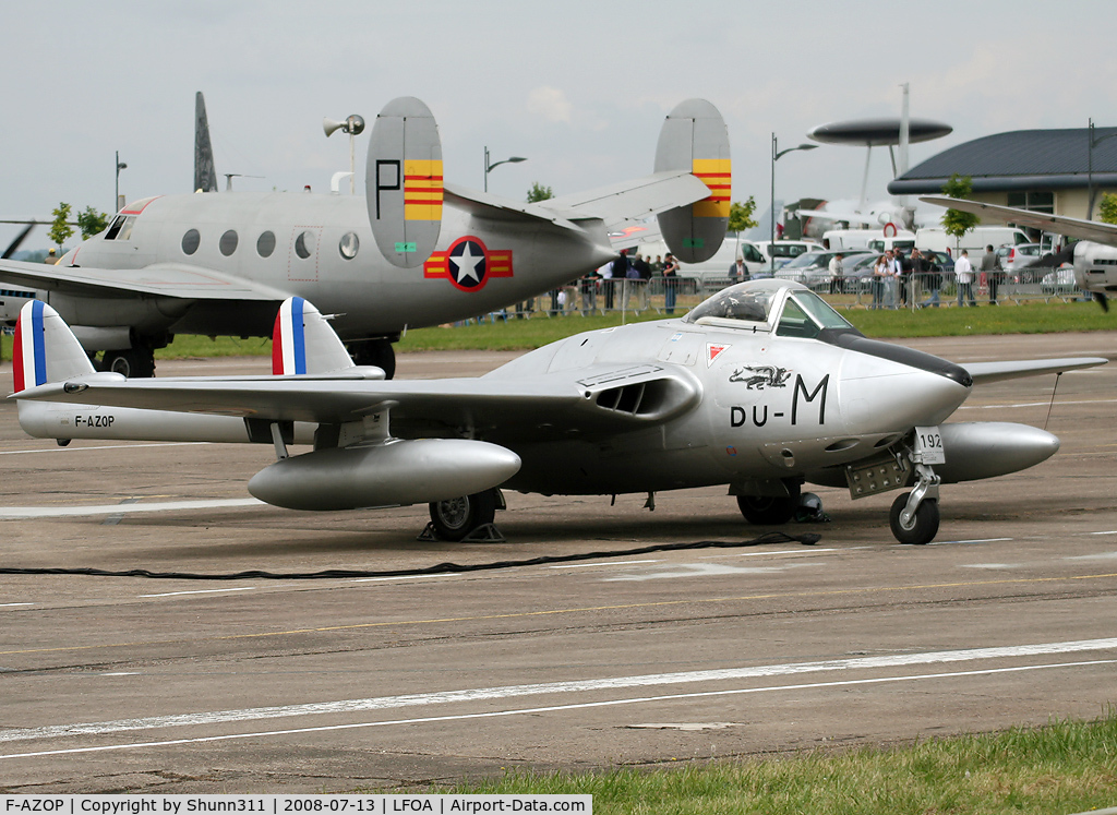 F-AZOP, De Havilland (FFA) Vampire FB.6 (DH-100) C/N 701, Used as demo aircraft during LFOA Airshow 2008
