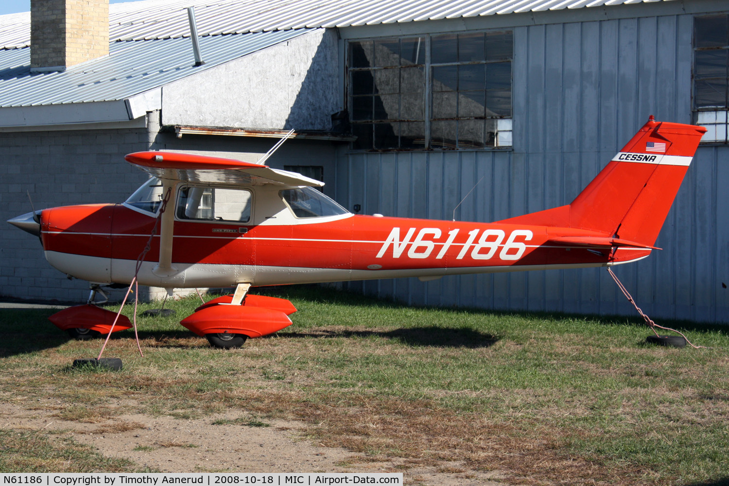 N61186, 1969 Cessna 150J C/N 15070871, Tied down at Minneapolis Crystal, Cessna 150J, C/N 15070871