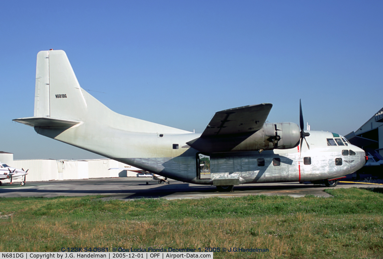 N681DG, 1954 Fairchild C-123K (C-123B Provider) C/N 20130, C-123K 54-0681 N681DG at Opa Locka