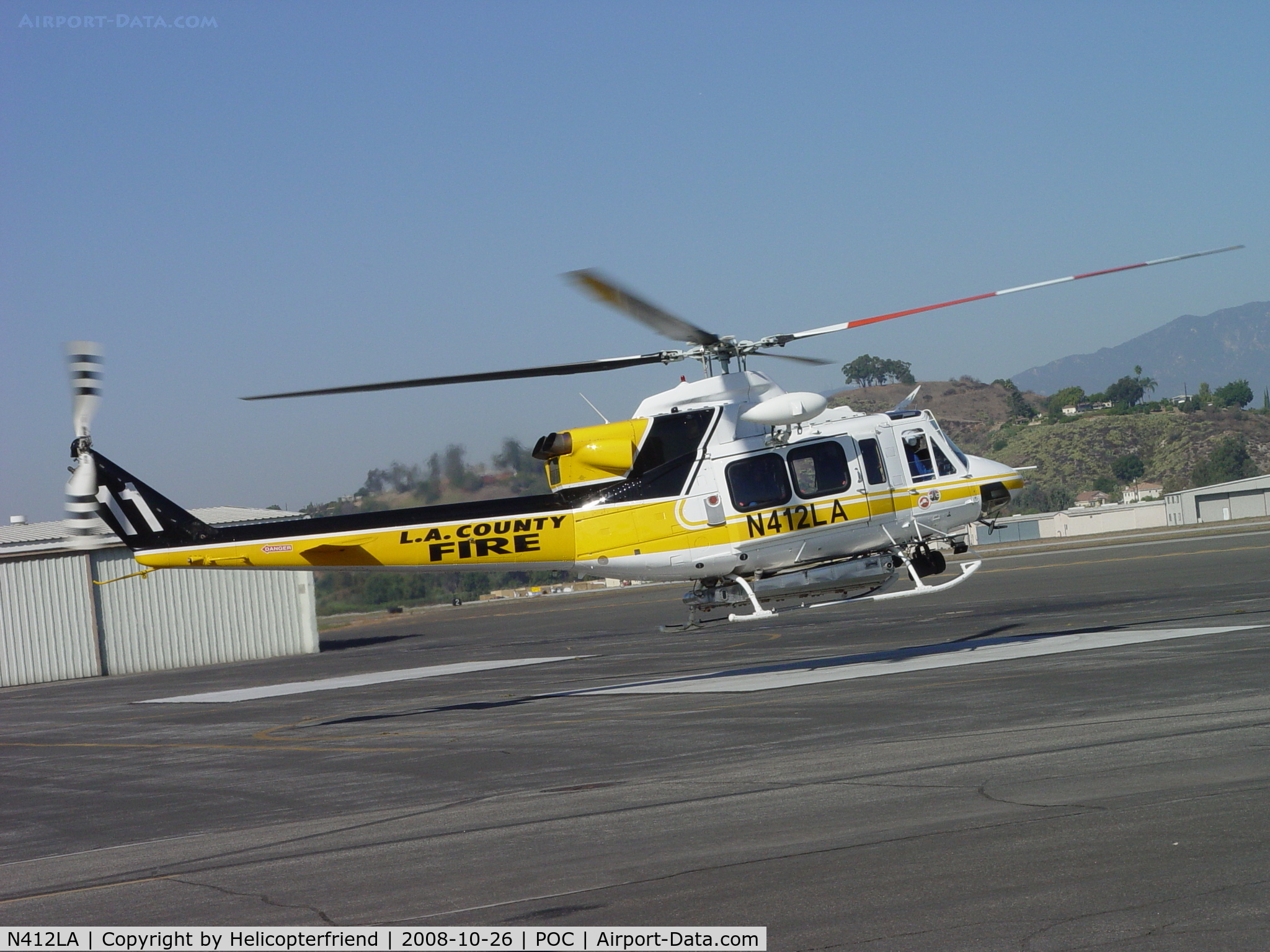 N412LA, 2005 Bell 412EP C/N 36392, Almost down at EHA Helipad Brackett Field