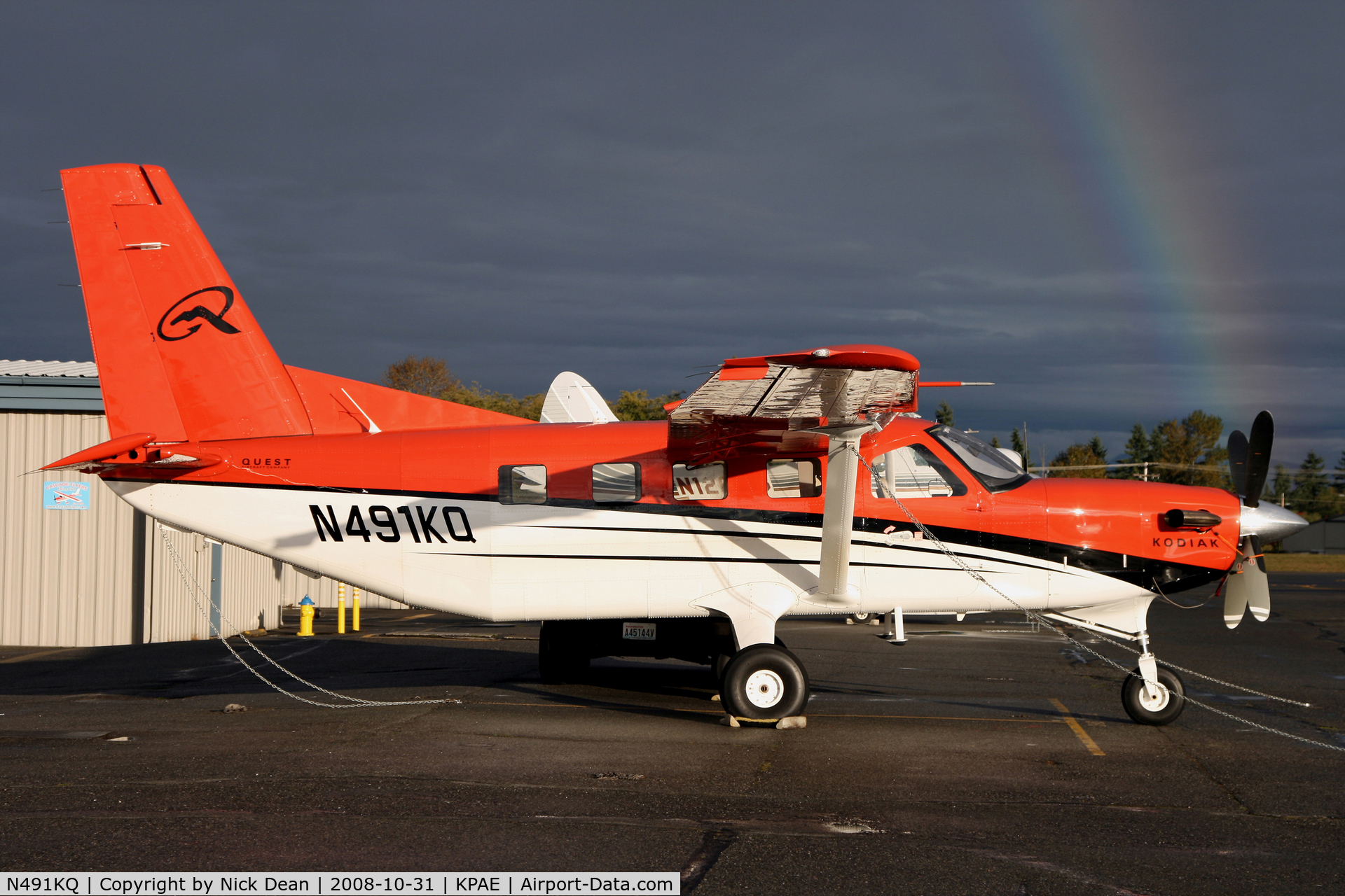 N491KQ, 2007 Quest Kodiak 100 C/N 100-0001, A sun break with a great rainbow at the last minute today