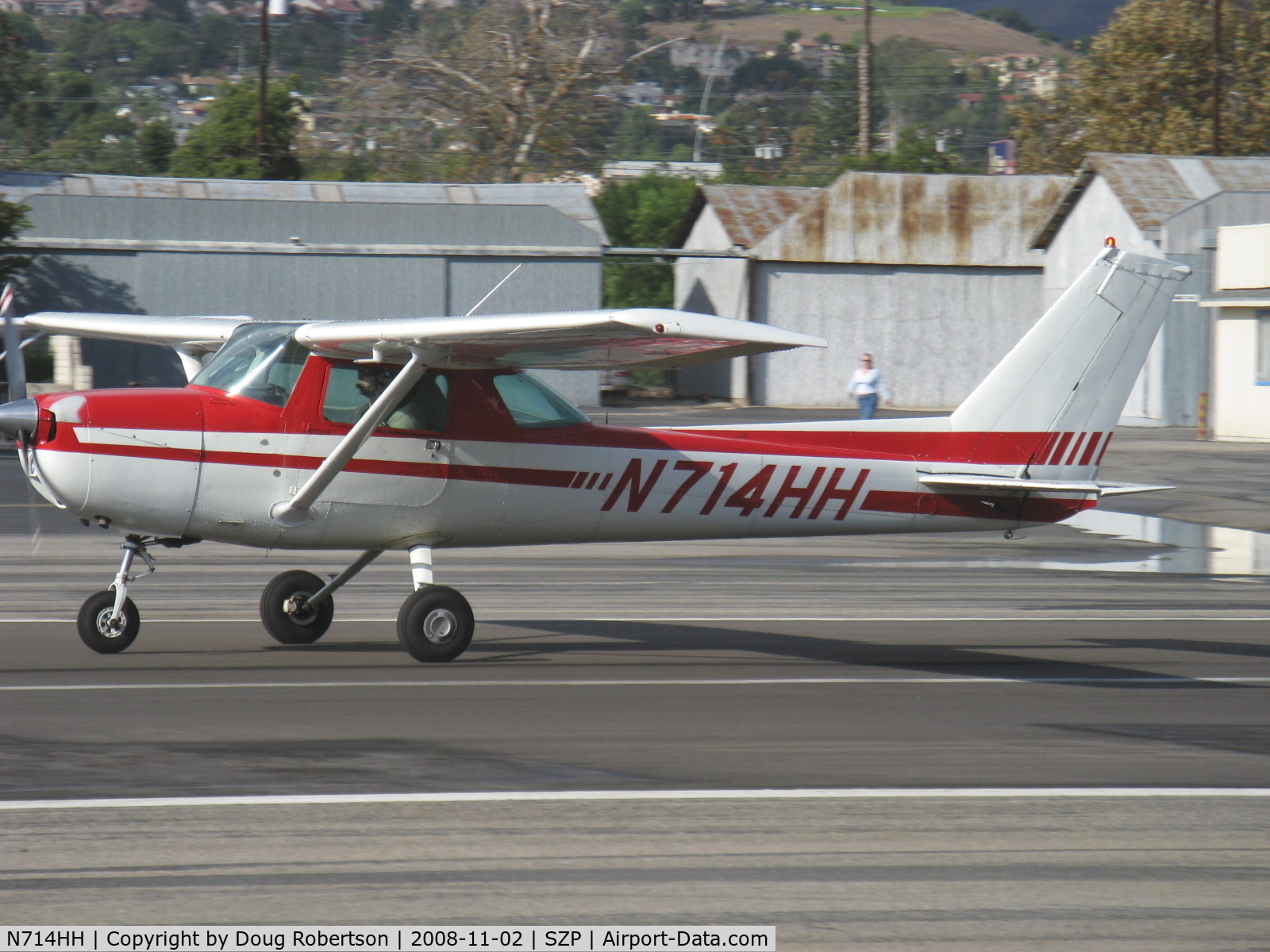 N714HH, 1977 Cessna 150M C/N 15079185, 1977 Cessna 150M, Continental O-200 100 Hp, landing roll Rwy 22