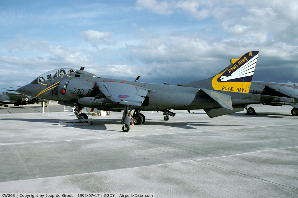 XW268, 1970 Hawker Siddeley Harrier T.4N C/N 212007, In 1992 899 NAS celebrated its 50th anniversary. This Harrier was w/o in 1994.