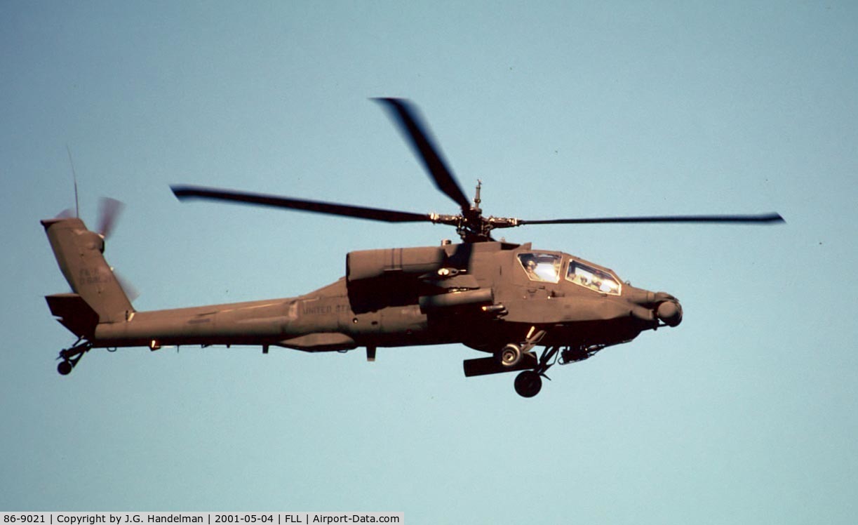 86-9021, McDonnell Douglas AH-64A Apache C/N PV391, AH-64A 86-9021 over flies FLL