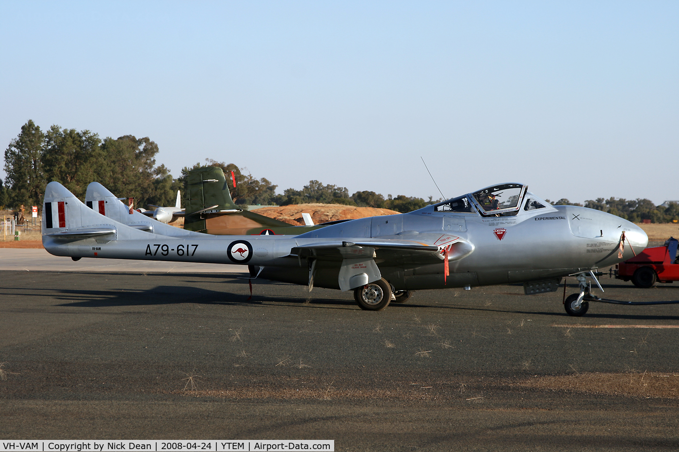 VH-VAM, 1951 De Havilland Australia DH-115 Vampire T.35 C/N DHA4171, Yet again the C/N is not the miitary registration, the C/N (Construction number) of this frame is 4139