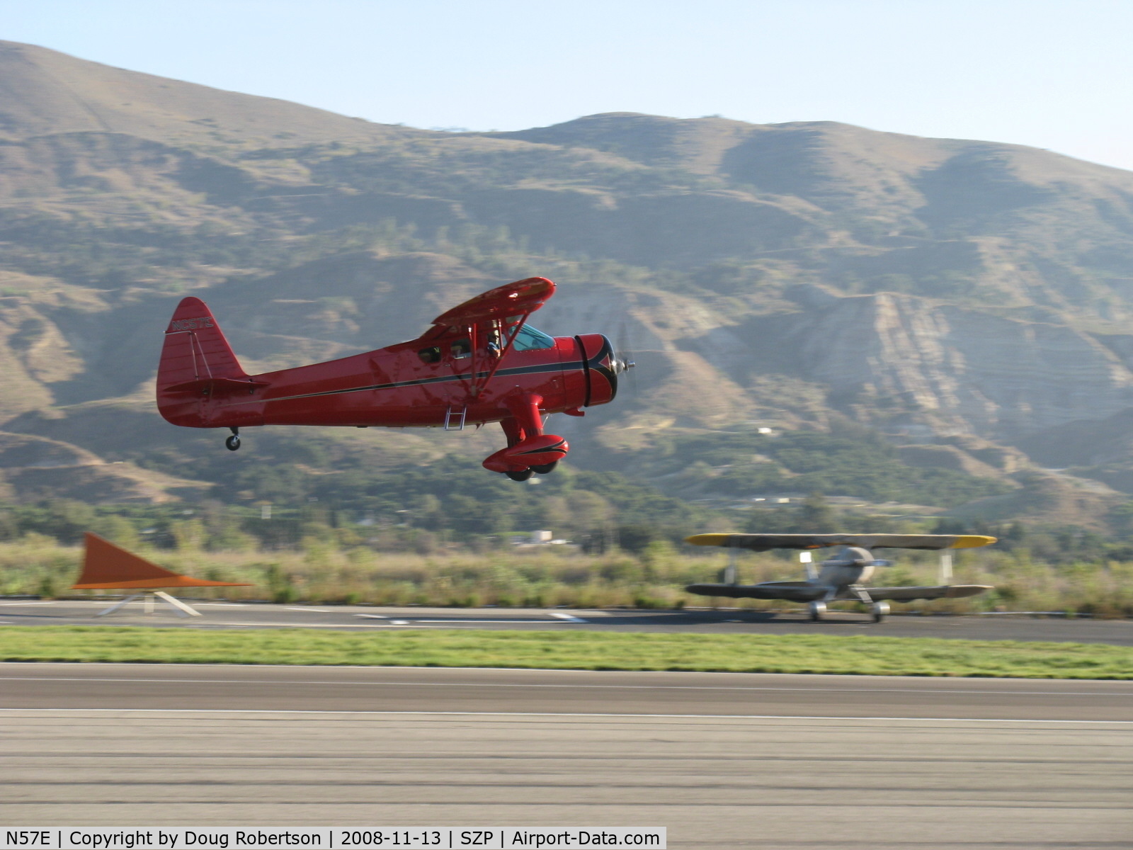 N57E, 1929 Howard Aircraft DGA-11 C/N 88, 1937 Howard DGA-11 CUSTOM, P&W R-985-N Wasp Jr. 450 Hp, takeoff climb Rwy 22