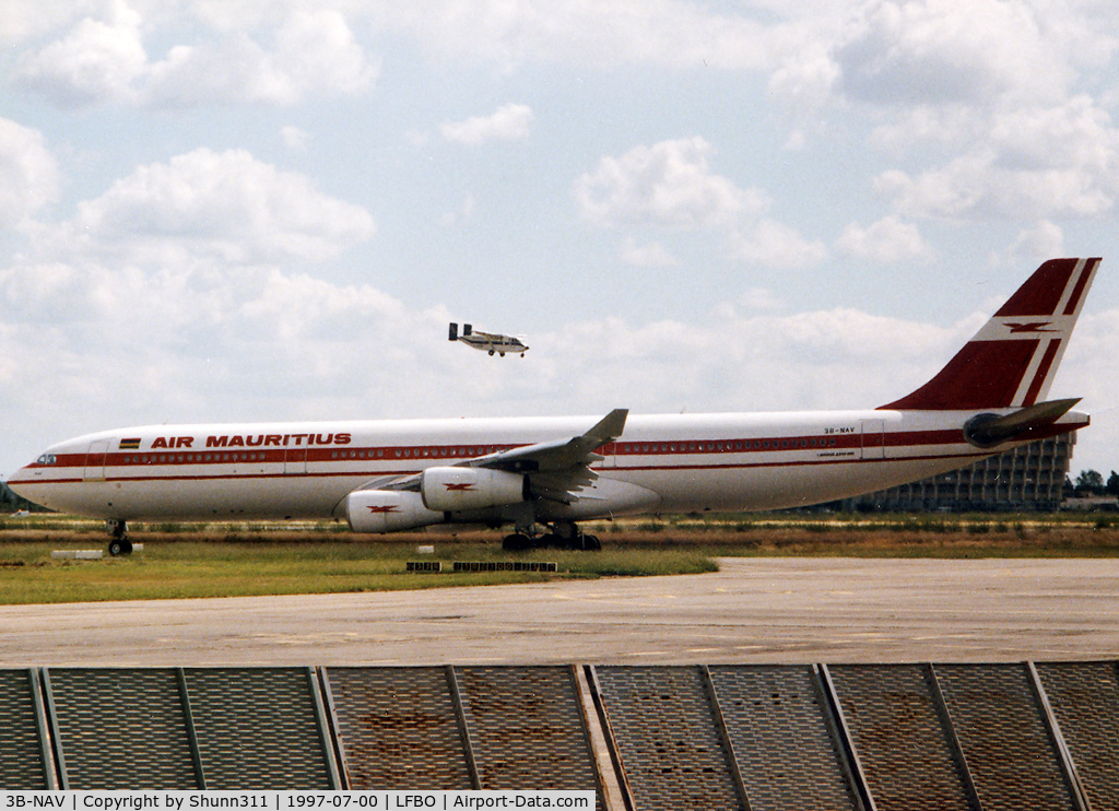 3B-NAV, 1995 Airbus A340-312 C/N 094, Rolling holding point rwy 32R for departure...
