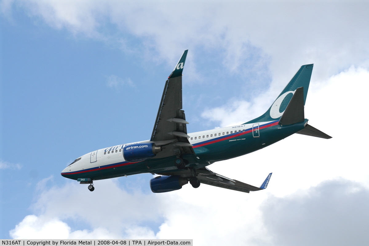 N316AT, 2007 Boeing 737-7BD C/N 33928, Air Tran 737-700