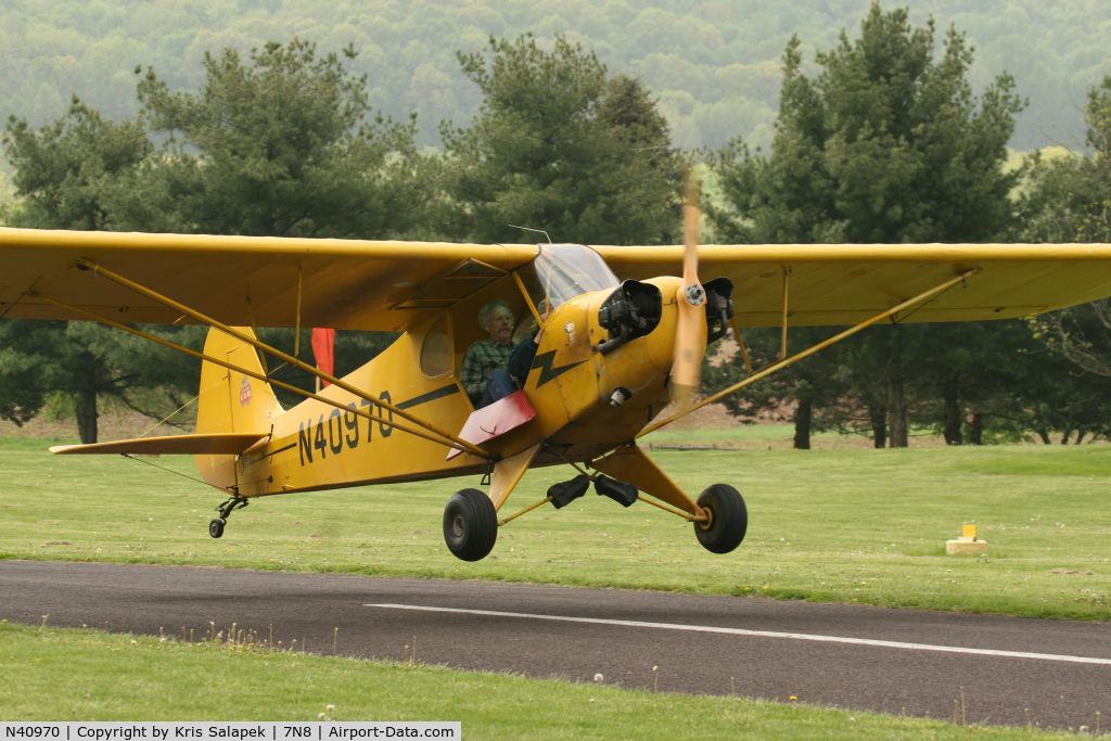 N40970, 1941 Piper J3C-65 Cub C/N 7667, Rwy 34, daughter's first flight in J3 (LRB & BBS)