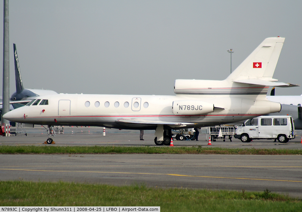 N789JC, 1982 Dassault Falcon 50 C/N 66, Parked at the General Aviation area with a Swiss flag !