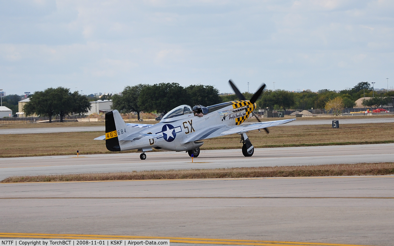 N7TF, 1944 North American P-51D Mustang C/N 44-73856, P-51D Mustang taxiing in at Lackland Airshow 2008