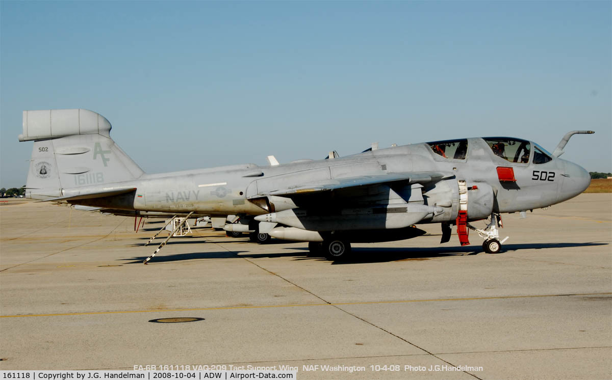 161118, Grumman EA-6B Prowler C/N P-82, on ramp at NAF Washington