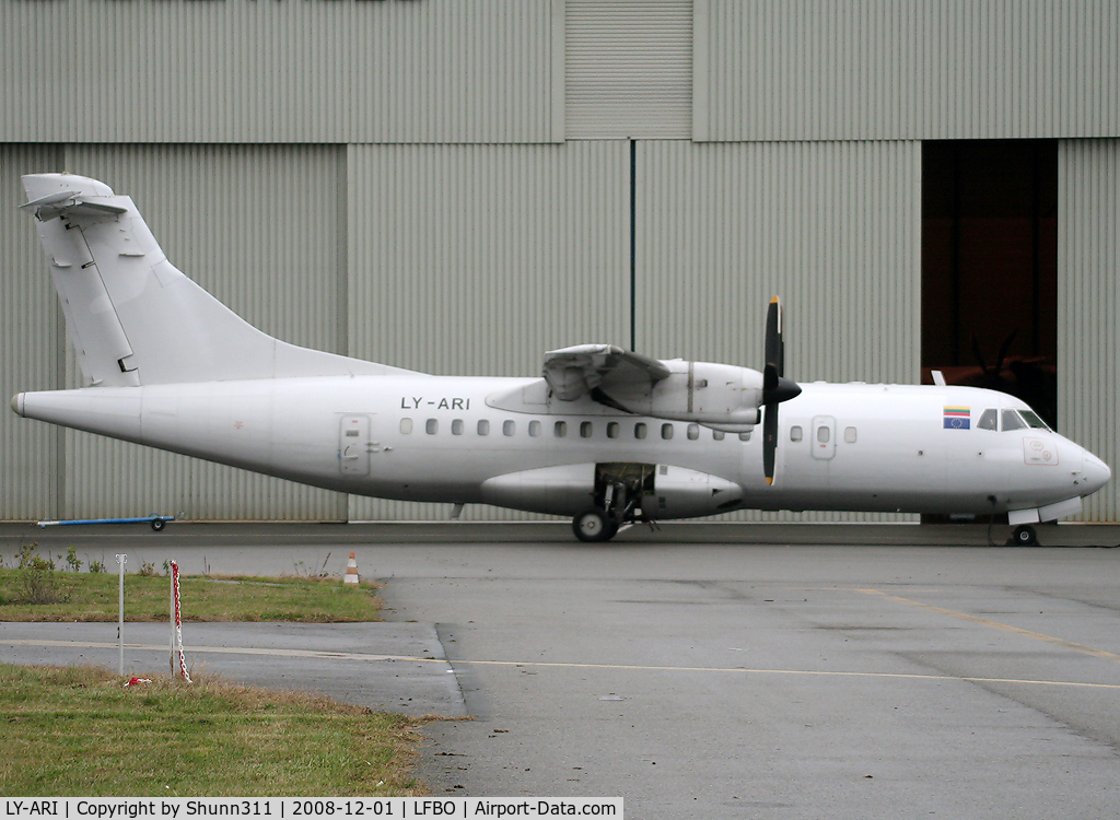 LY-ARI, 1986 ATR 42-312 C/N 012A, Parked at the Latecoere Aeroservices...