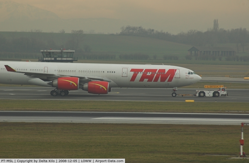 PT-MSL, 2003 Airbus A340-541 C/N 464, TAM  A-340-541 after the engine test of the Austrian technology