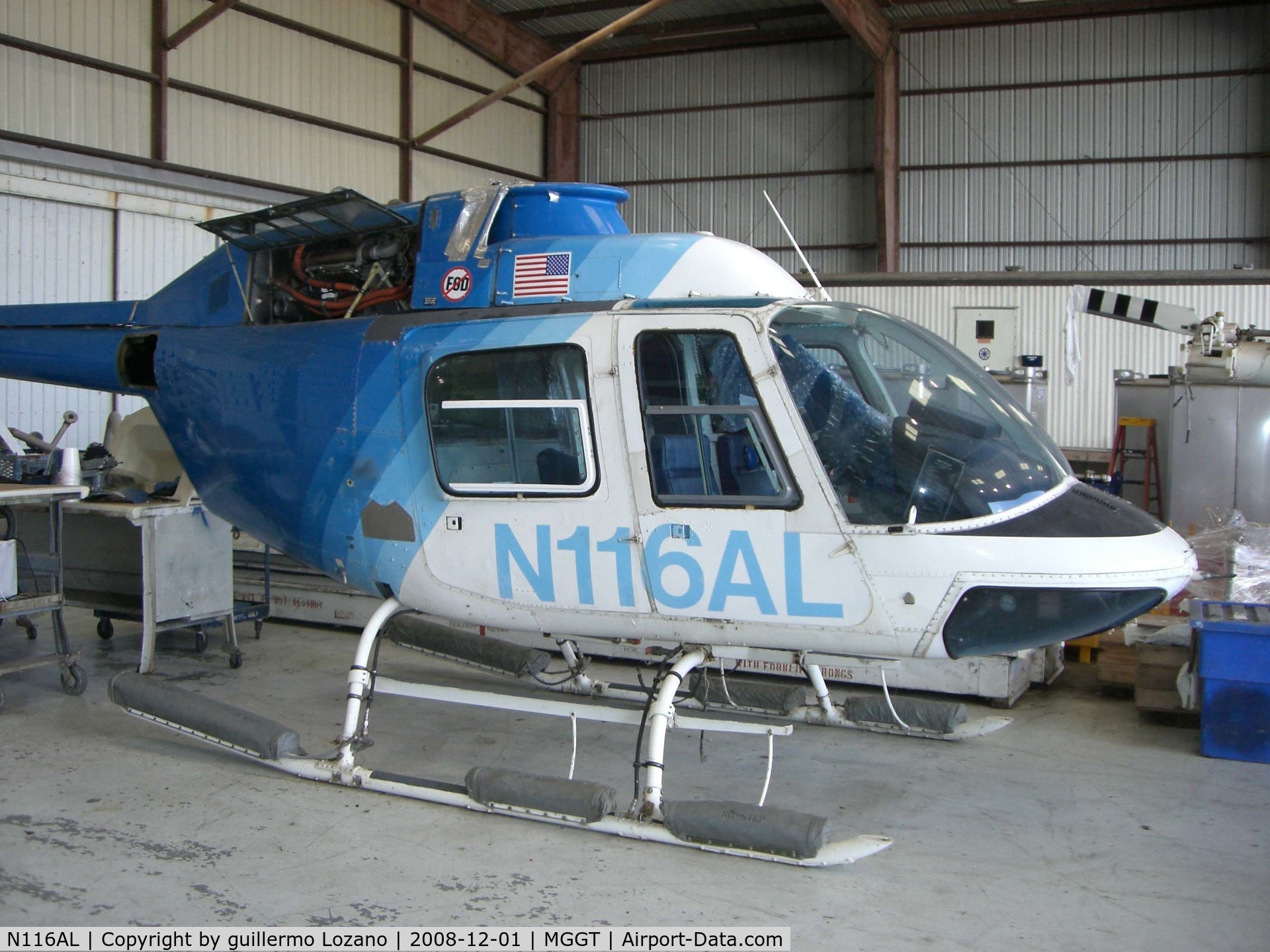 N116AL, 1978 Bell 206B JetRanger III C/N 2389, at mansfield shop