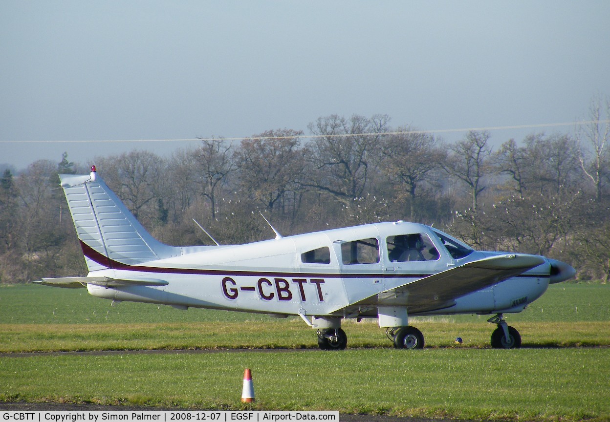 G-CBTT, 1977 Piper PA-28-181 Cherokee Archer II C/N 28-7890127, PA-28 taxiing in at Conington