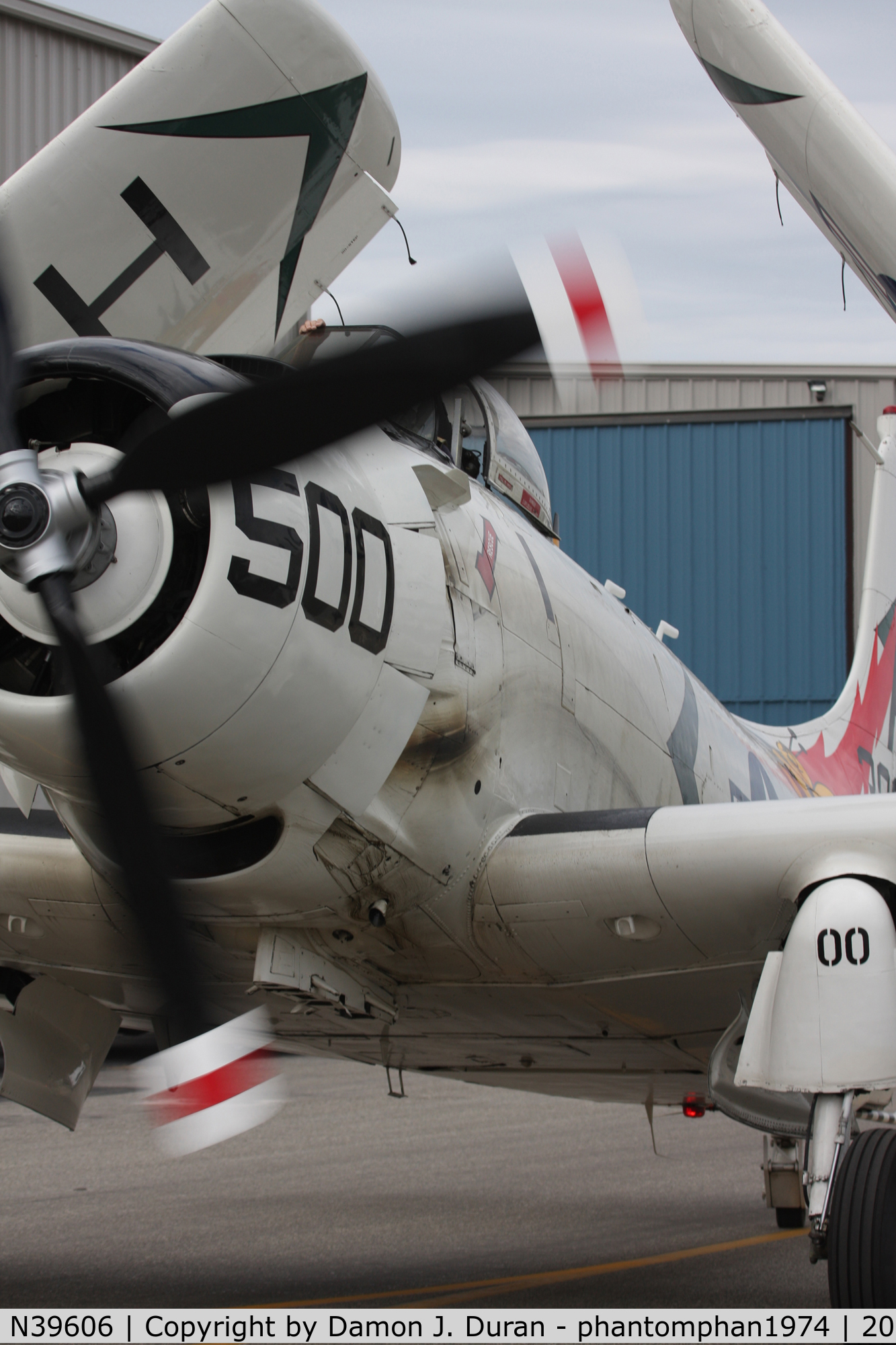 N39606, 1955 Douglas AD-6 Skyraider C/N 10838, Shut down after arrival at WMOF's Holiday Open House