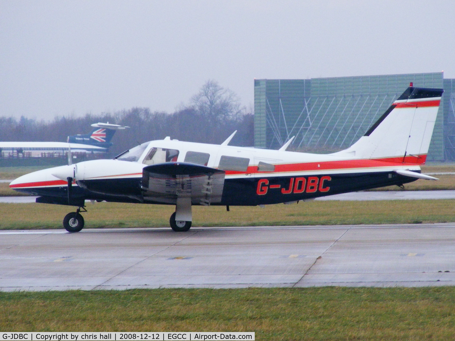 G-JDBC, 1975 Piper PA-34-200T Seneca II C/N 34-7570150, departing from Manchester
