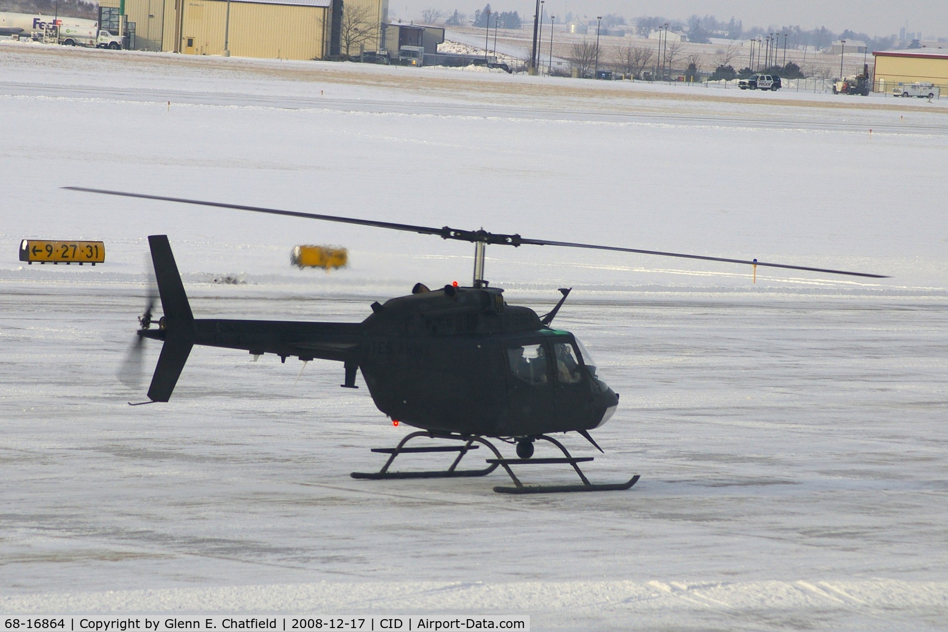 68-16864, 1968 Bell OH-58A Kiowa C/N 40178, At the Landmark ramp, preparing to lift