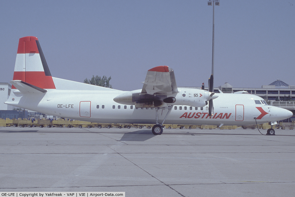 OE-LFE, 1991 Fokker F50 C/N 20227, Austrian Air Service Fokker 50