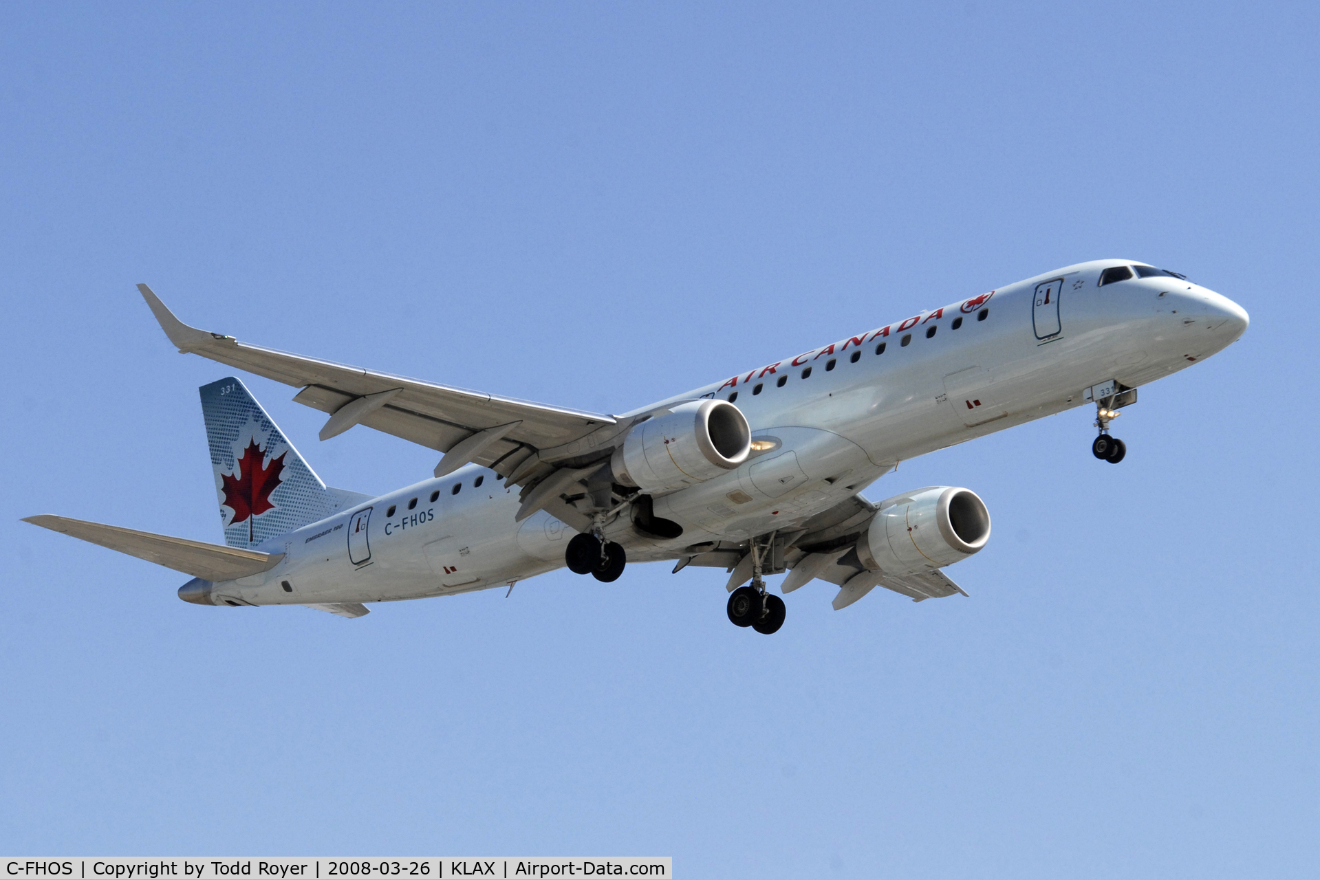 C-FHOS, 2007 Embraer 190AR (ERJ-190-100IGW) C/N 19000101, Air Canada landing at Los angeles