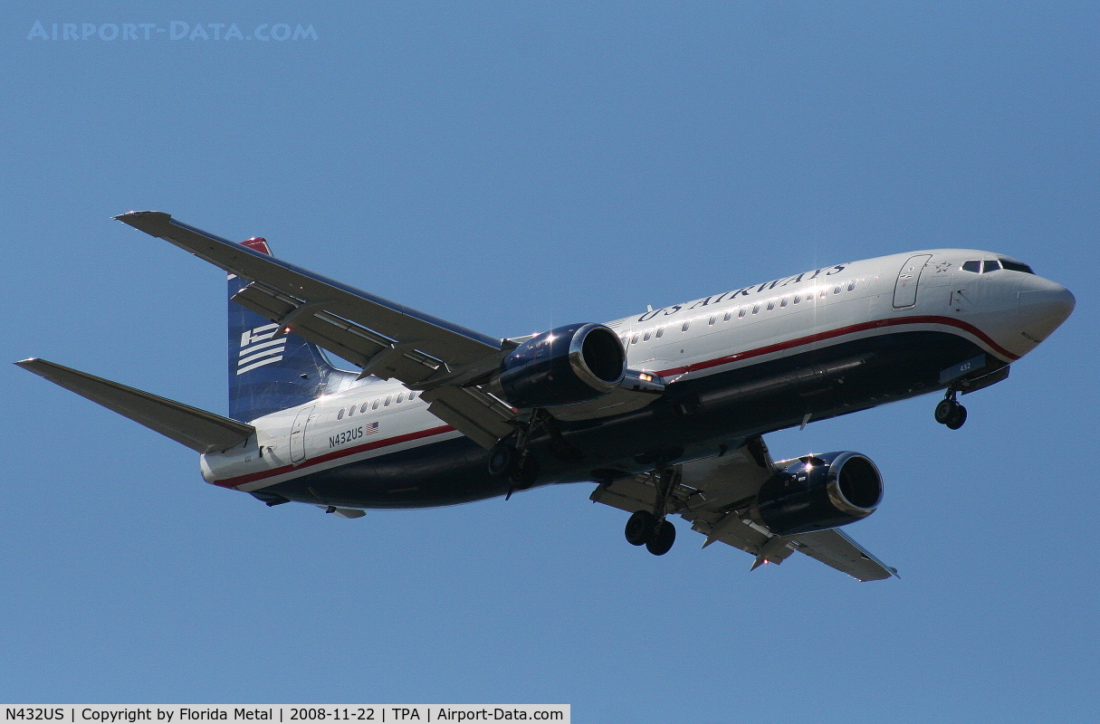 N432US, 1990 Boeing 737-4B7 C/N 24554, US Airways 737-400