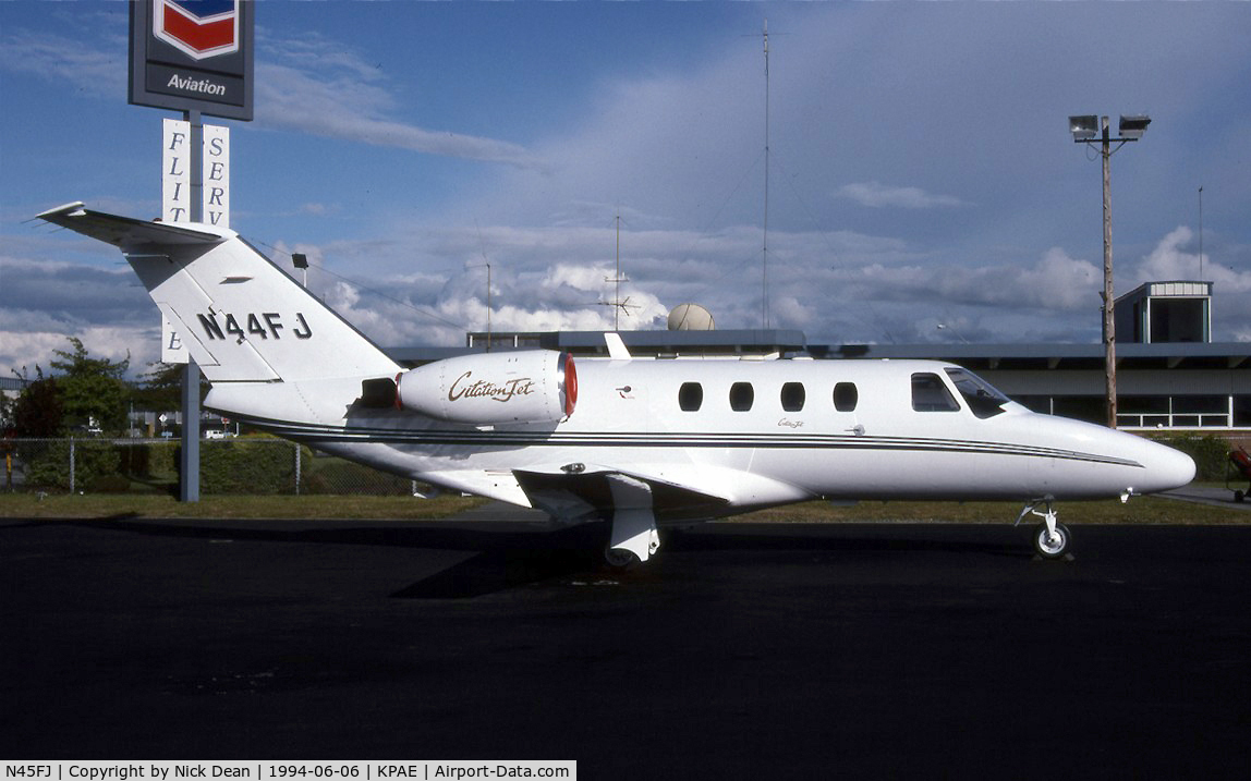 N45FJ, 1993 Cessna 525 C/N 525-0003, KPAE (Seen here as N44FJ this aircraft is now registered N45FJ as posted)