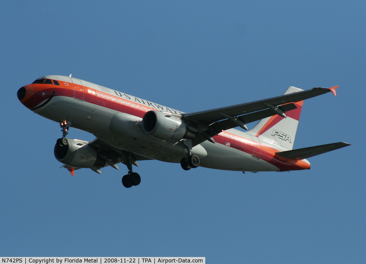 N742PS, 2000 Airbus A319-112 C/N 1275, USAirways PSA tribute A319 - almost looks like the same exact shot I got a month earlier on 10-31