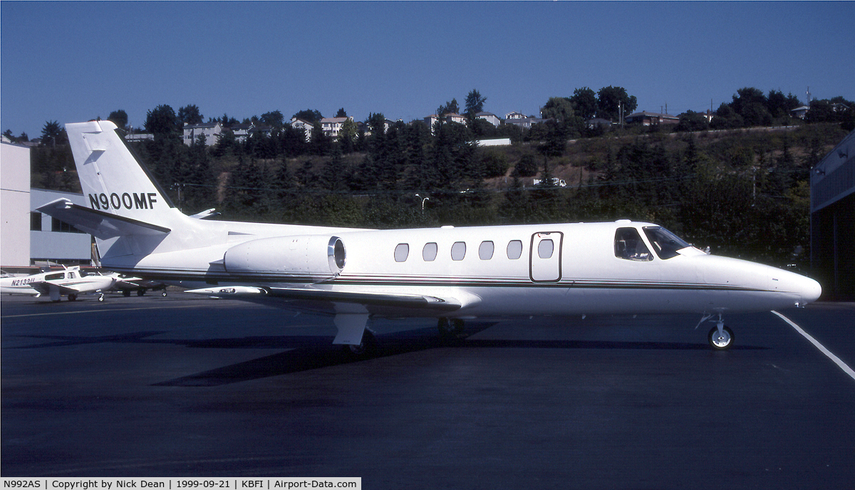 N992AS, 1979 Cessna 550 Citation II C/N 550-0338, KBFI 9Seen here as N900MF this frame is currently registered N992AS as posted for C/N accuracy)