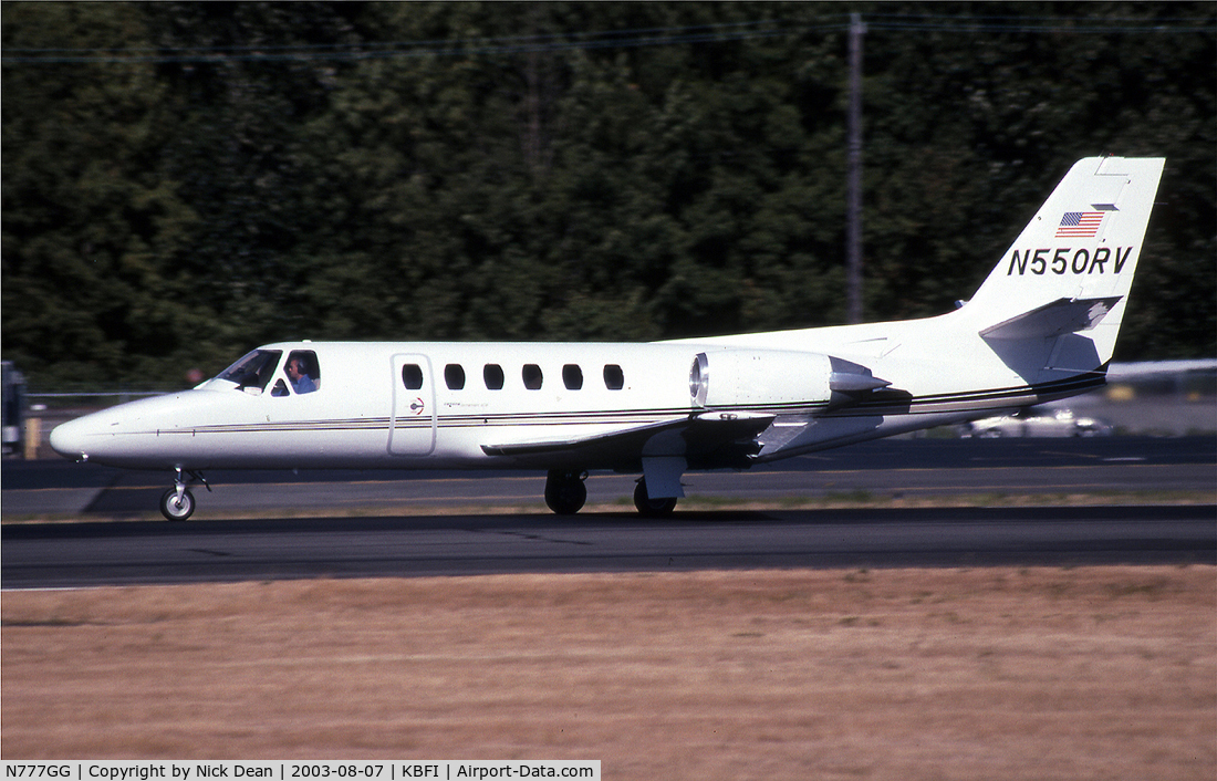 N777GG, 1984 Cessna S550 Citation IIS C/N S550-0012, KBFI (Seen here as N550RV prior to becoming N777GG as posted)
