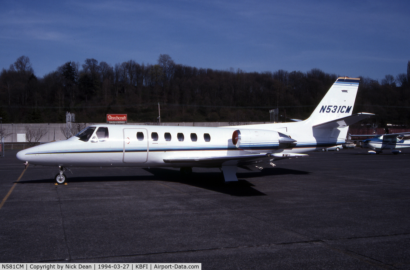 N581CM, Cessna S550 Citation IIS C/N S550-0033, KBFI (Seen here 14 years ago registered N531CM this aircraft is now registered N581CM as posted)