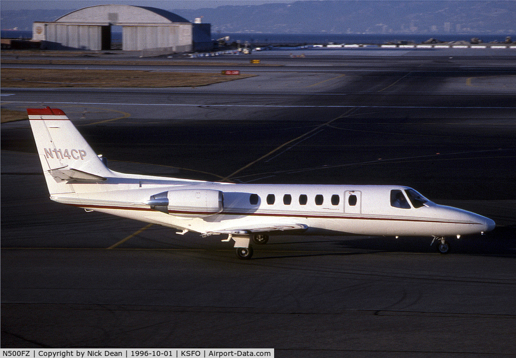 N500FZ, 1989 Cessna 560 C/N 560-0018, KSFO (Seen here as N114CP this airframe is now registered N500FZ as posted)