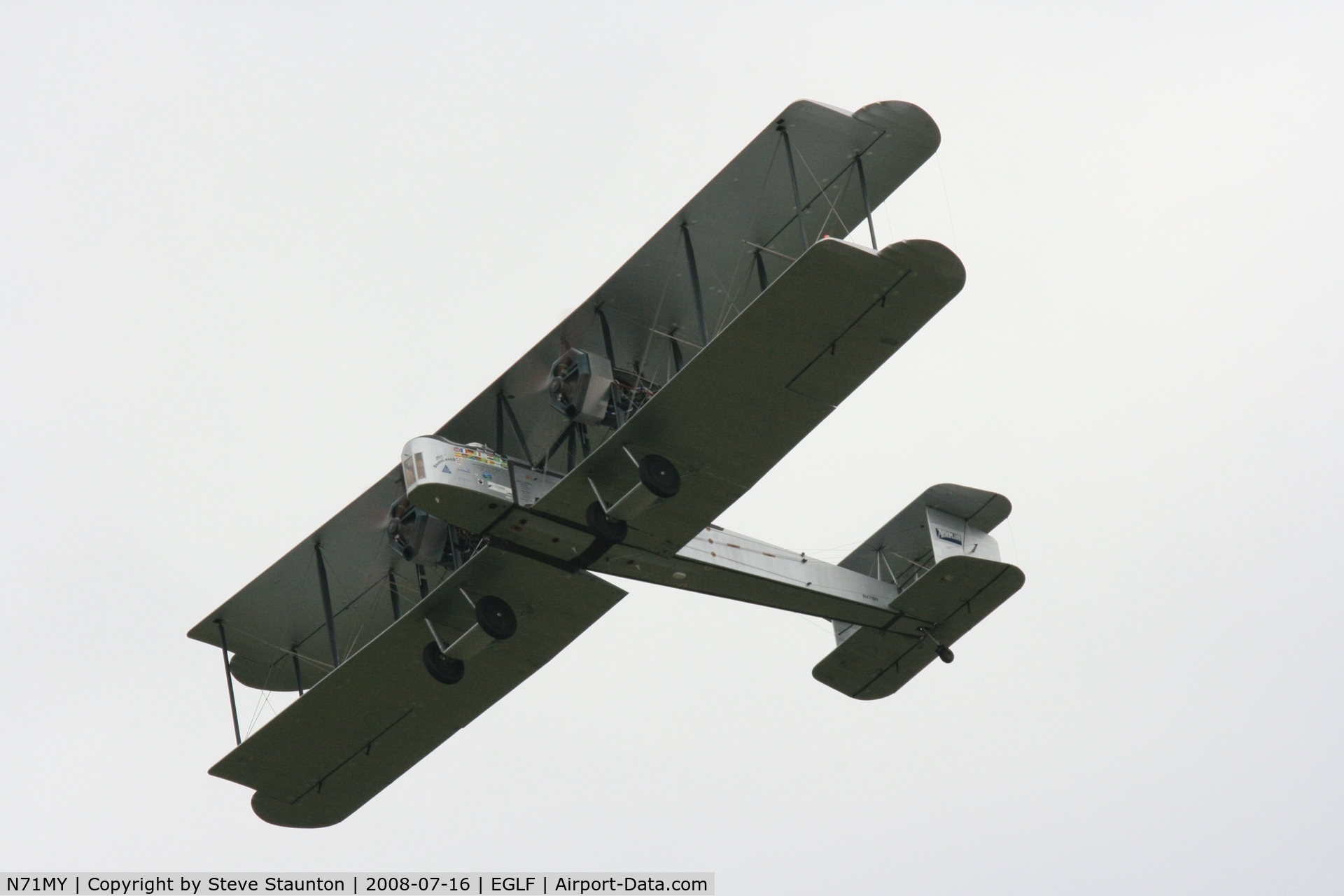 N71MY, 1994 Vickers FB-27A Vimy (replica) C/N 01, Taken at Farnborough Airshow on the Wednesday trade day, 16th July 2008