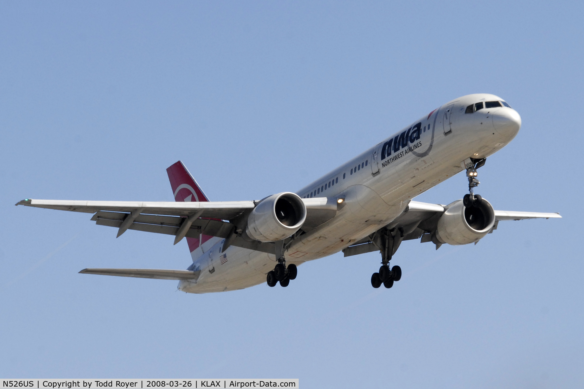 N526US, 1987 Boeing 757-251 C/N 23620, Landing 24R at LAX