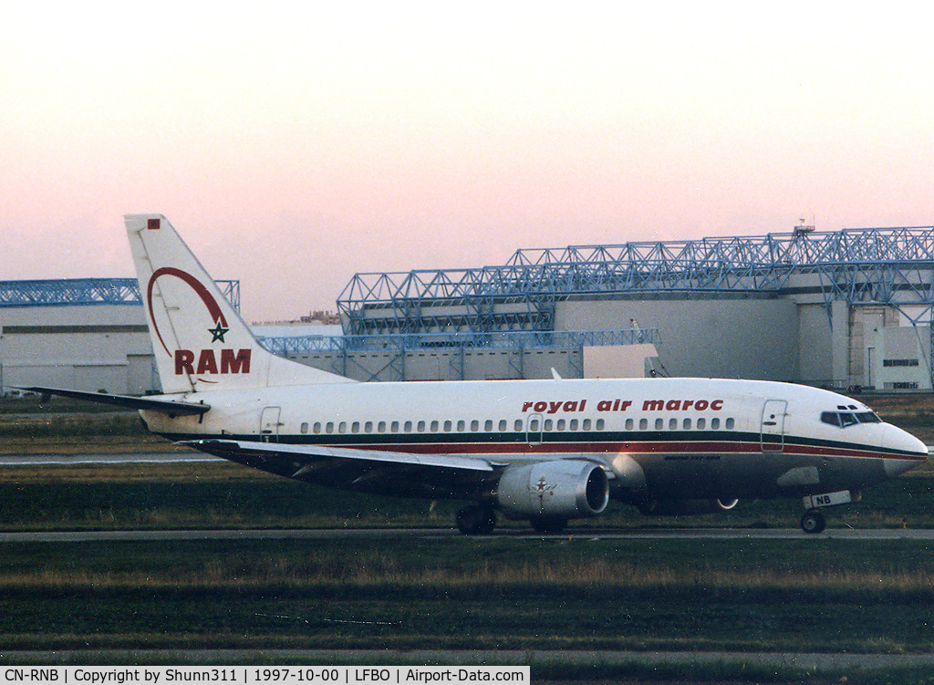 CN-RNB, 1993 Boeing 737-5B6 C/N 26527/2472, Rolling holding point rwy 15L for departure... With old c/s