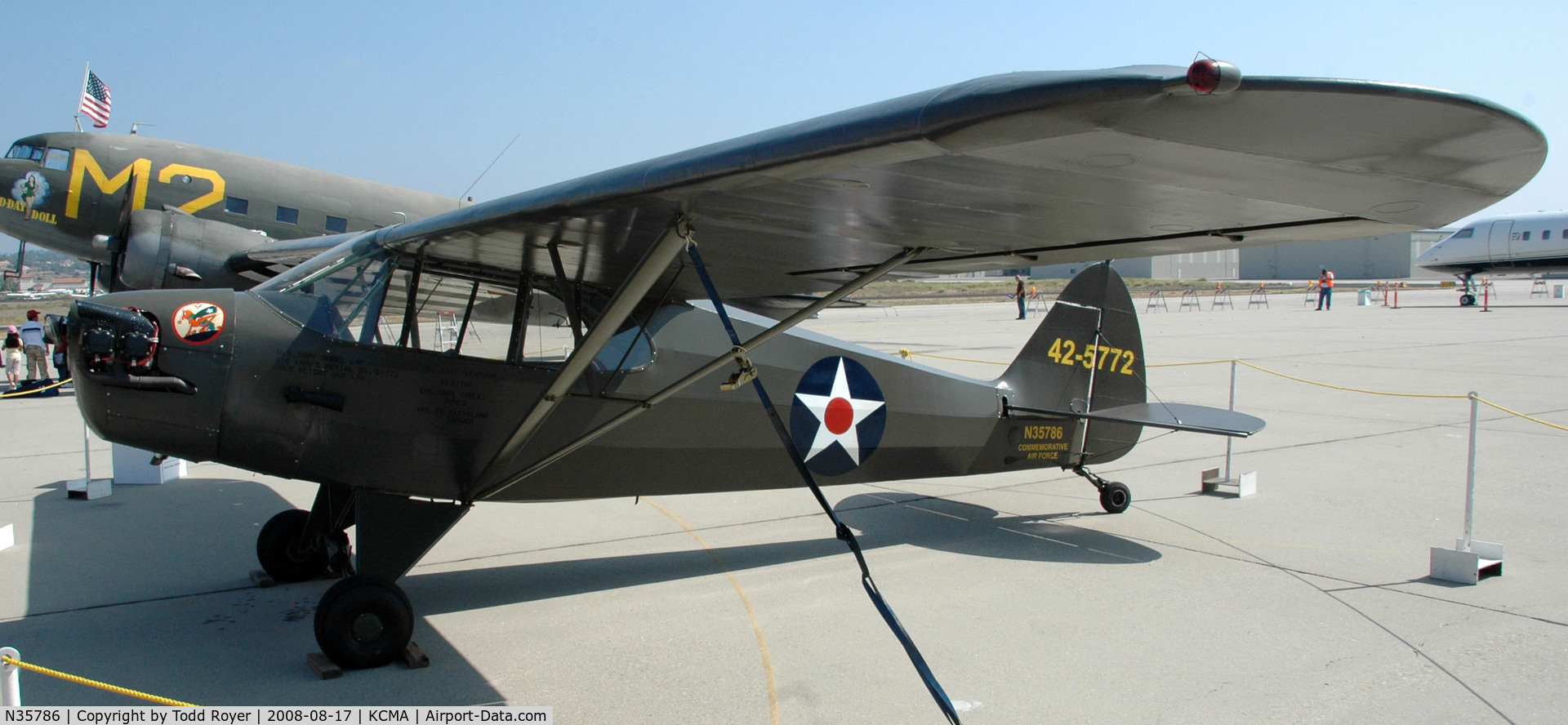 N35786, 1941 Piper J5A Cub Cruiser C/N 5-772, Camarillo Airshow 2008