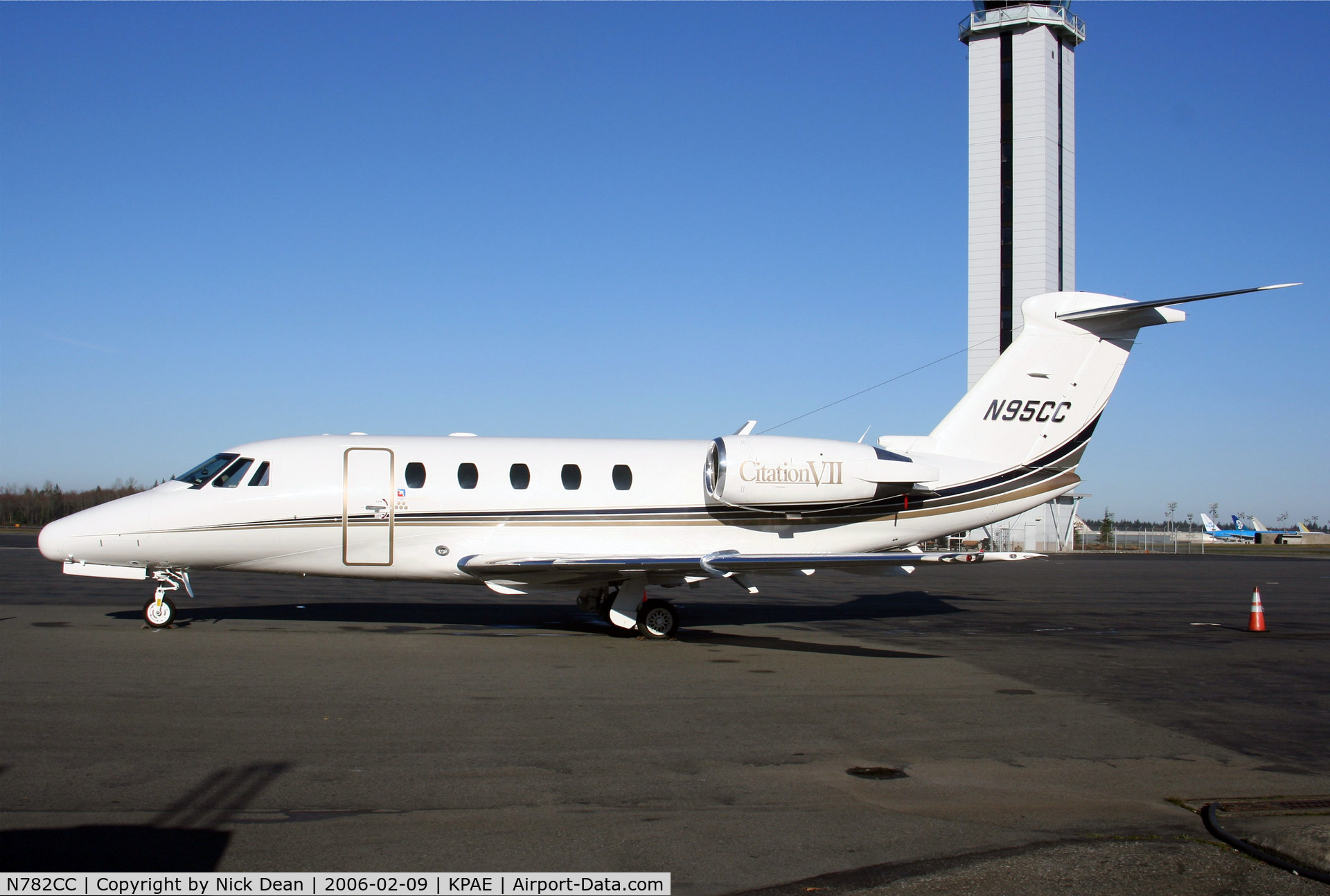 N782CC, 1993 Cessna 650 C/N 650-7030, KPAE (Seen here as N95CC which has been used on 25 different airframes to date and currently carried by an Excel this Citation VII is currently registered N782CC as posted)