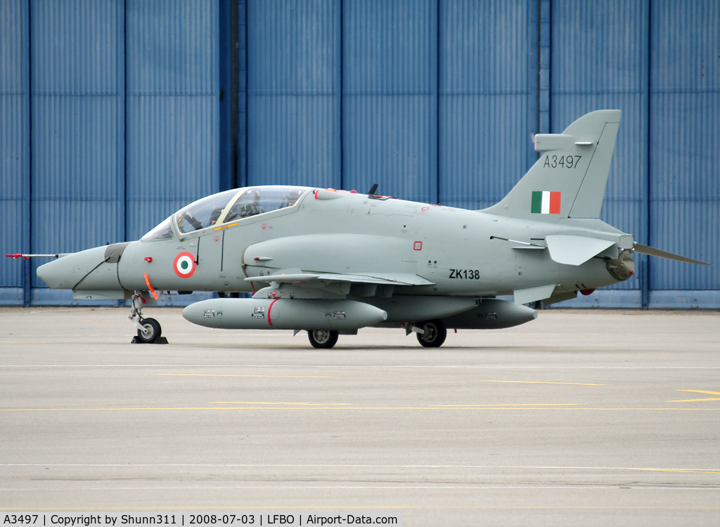 A3497, 2008 British Aerospace Hawk 132 C/N HT018/0918, Parked at the General Aviation for a night stop on delivery to India