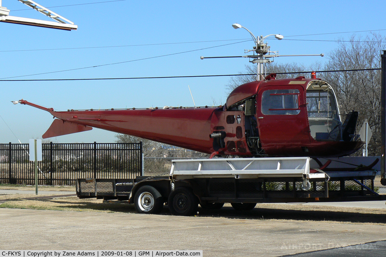C-FKYS, Bell 47J-2 Ranger Ranger C/N 1423, At Grand Prairie Municipal - No registration noted - Data plate states SN 1423.