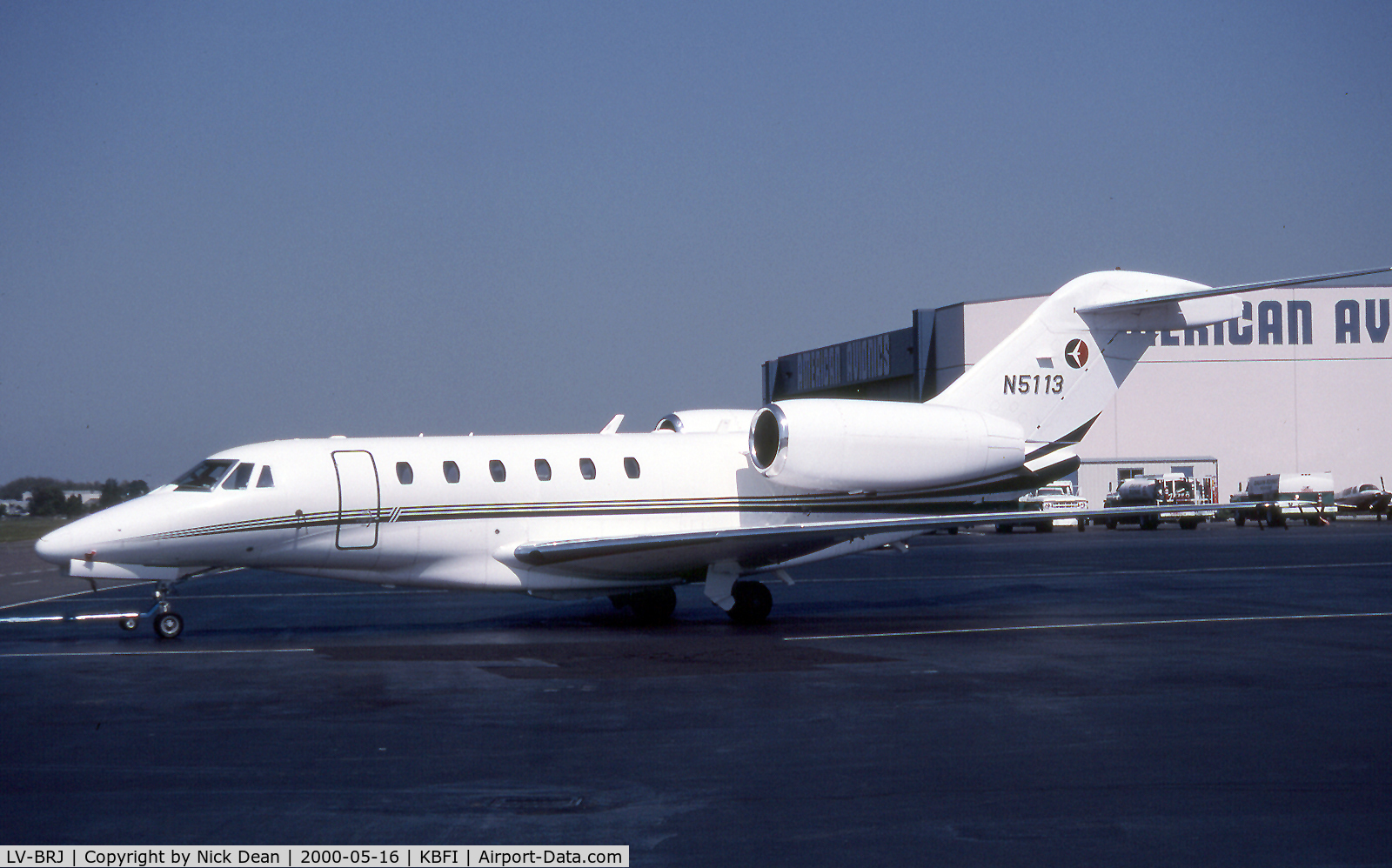 LV-BRJ, 1996 Cessna 750 Citation X Citation X C/N 750-0013, KBFI (5 aircraft have carried N5113 this Slicer was owned at the time by GM but has since been sold to Argentina as LV-BRJ as posted)