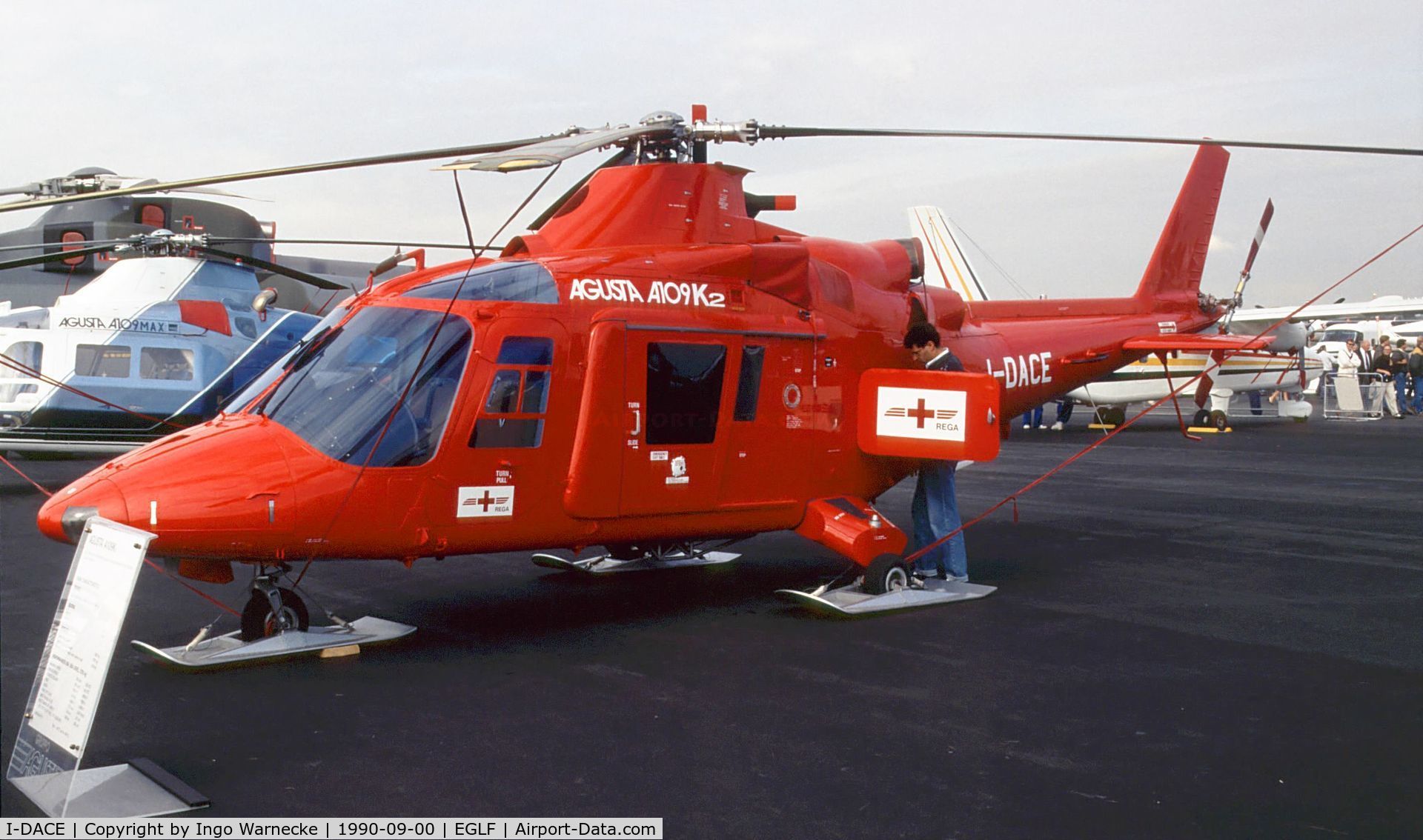 I-DACE, 1984 Agusta A-109K-2 C/N 7340, Agusta A.109K-2 Hirundo, EMS-Version for REGA (Switzerland)  at Farnborough International 1990