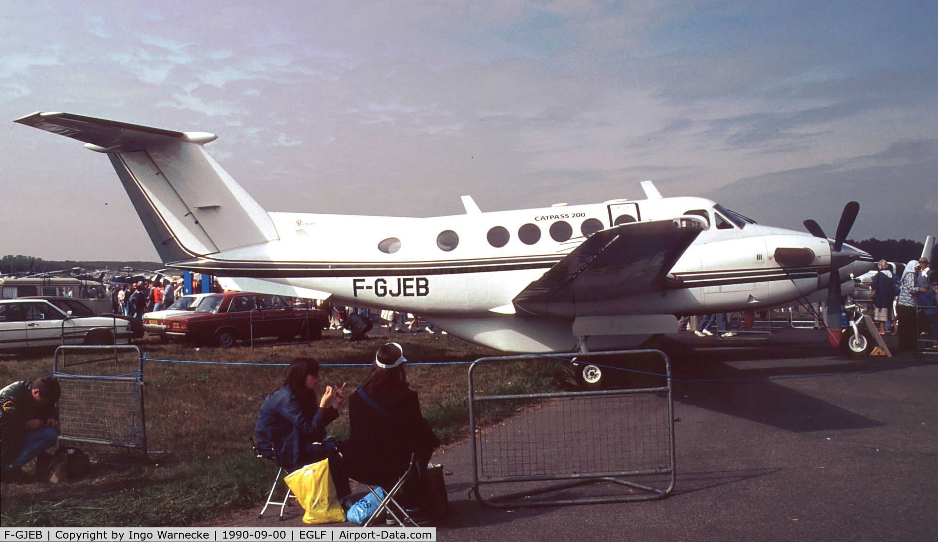 F-GJEB, 1975 Beech 200 Super King Air Catpass C/N BB-221, Beechcraft 200 King Air  at Farnborough International 1990