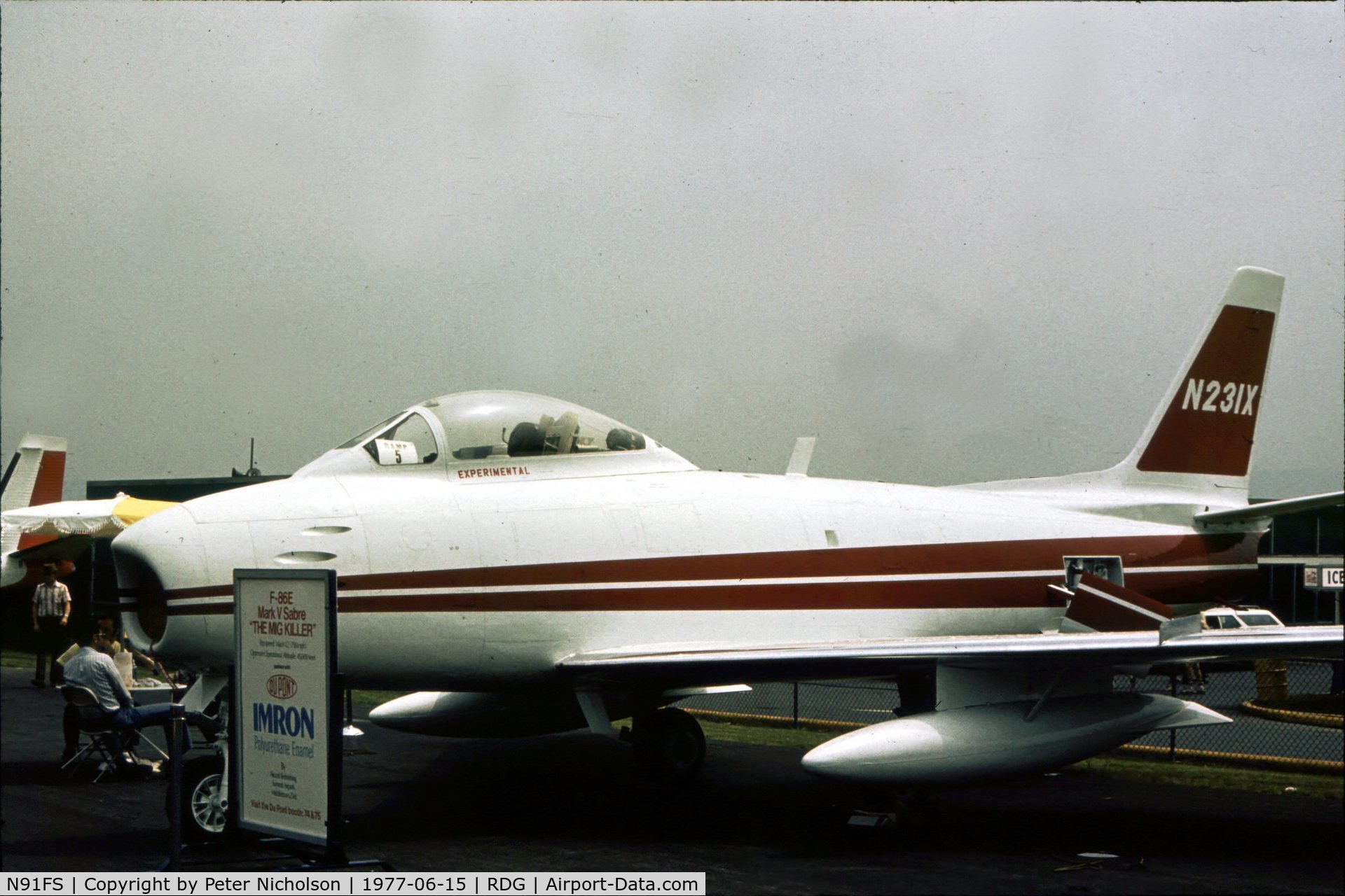 N91FS, 1954 Canadair F-86 MK.5 Sabre C/N 1021, With regn N231X this Canadair Sabre was displayed at the 1977 Reading Airshow in Pennsylvania.